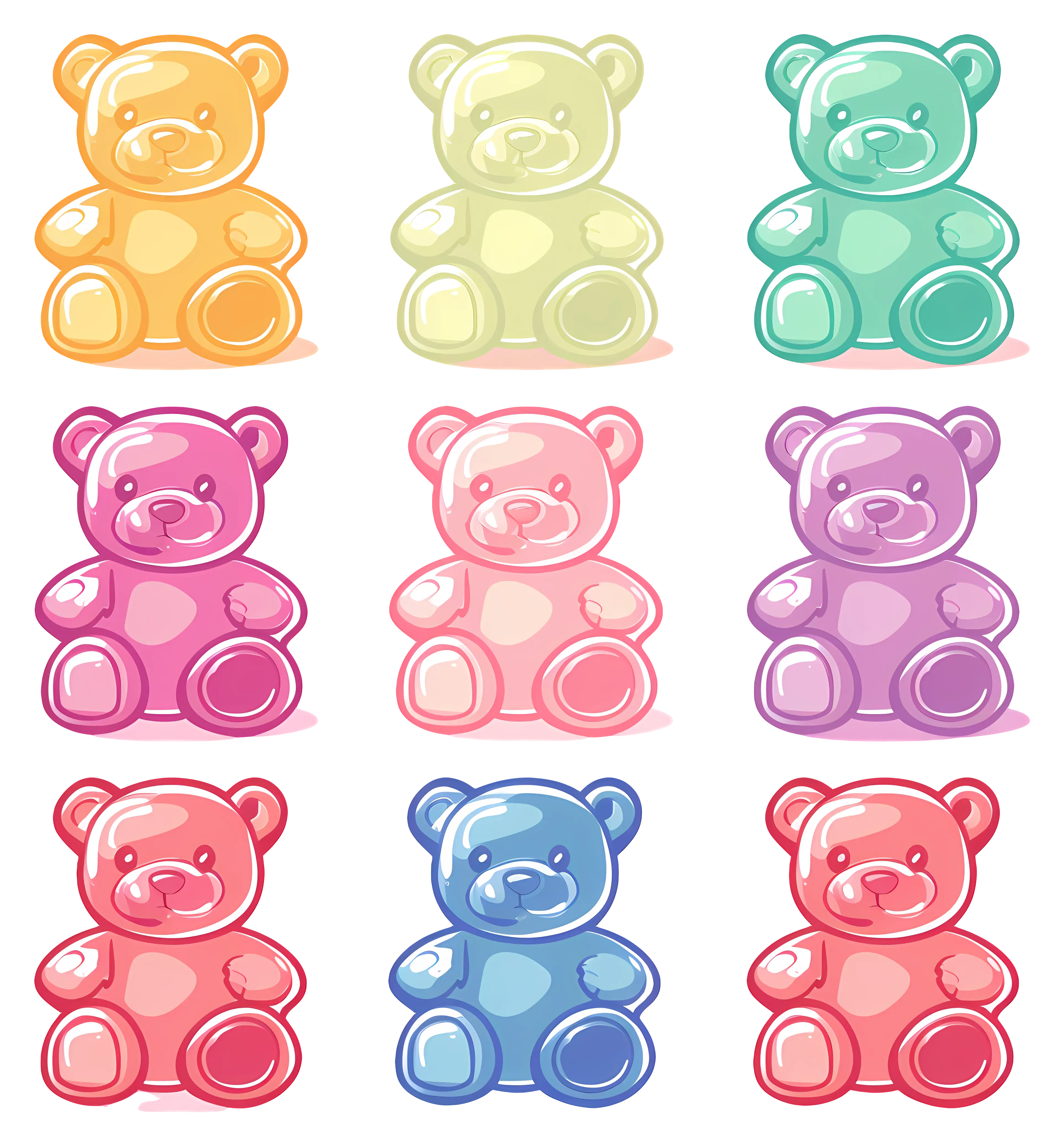 Colorful Gummy Bear Cartoon Illustrations
