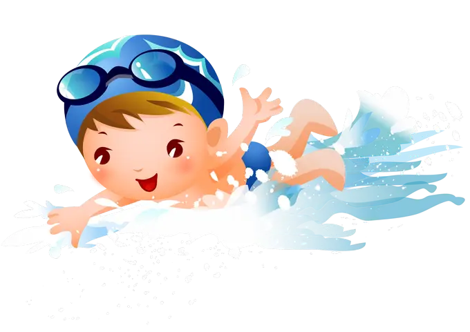Cartoon Child Swimming in Water