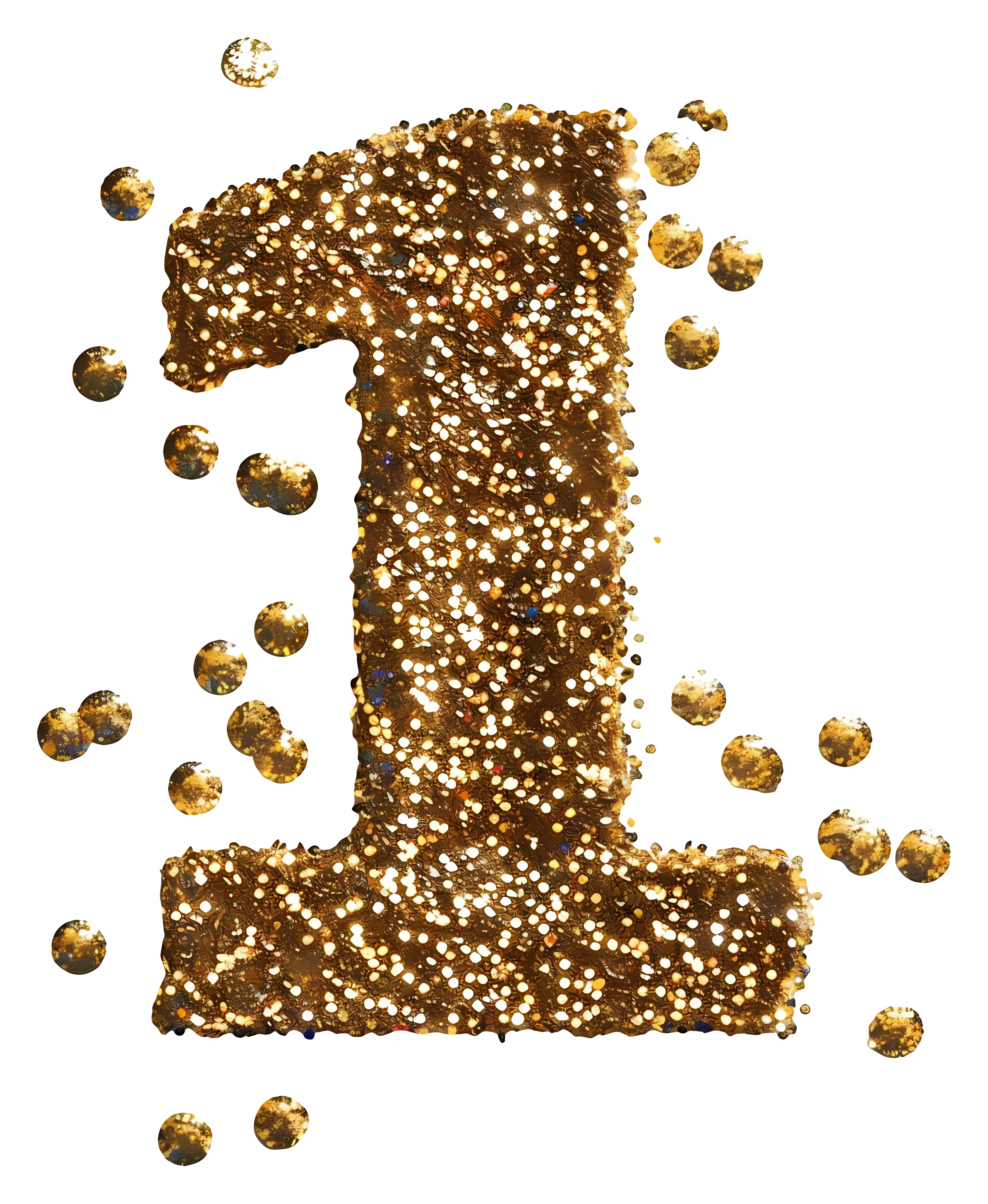 Gold Glitter Number One with Confetti