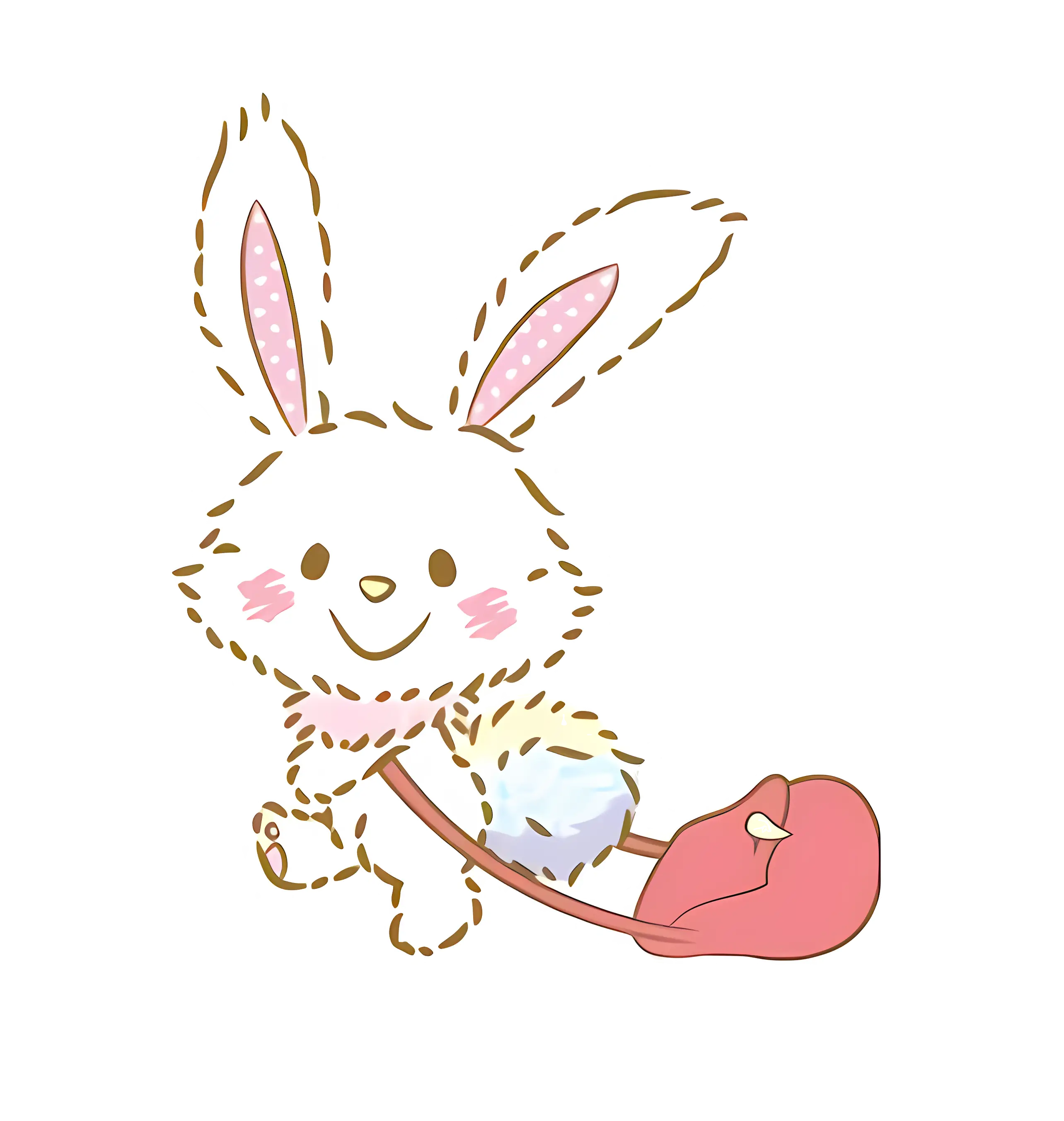Cartoon Cute Bunny Carrying a Bag