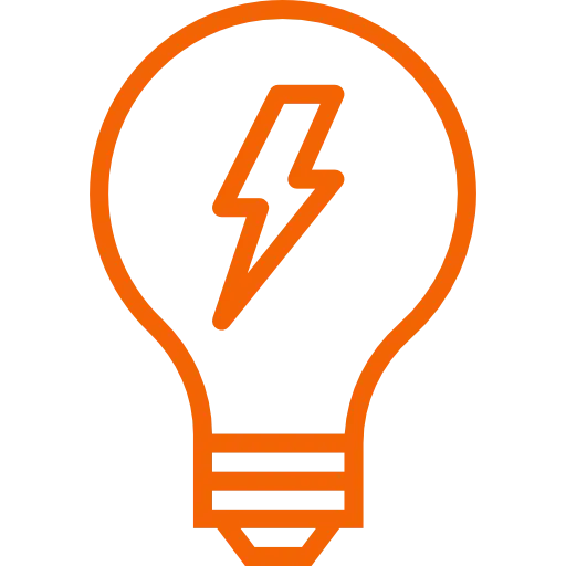 Orange Electric Light Bulb Logo