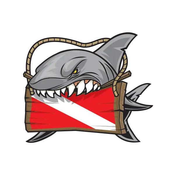 Cartoon Shark with Diving Sign