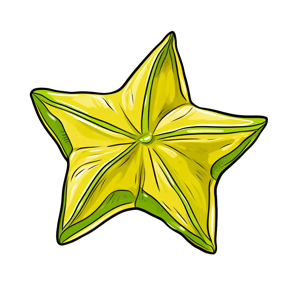 Fresh Yellow Starfruit Illustration