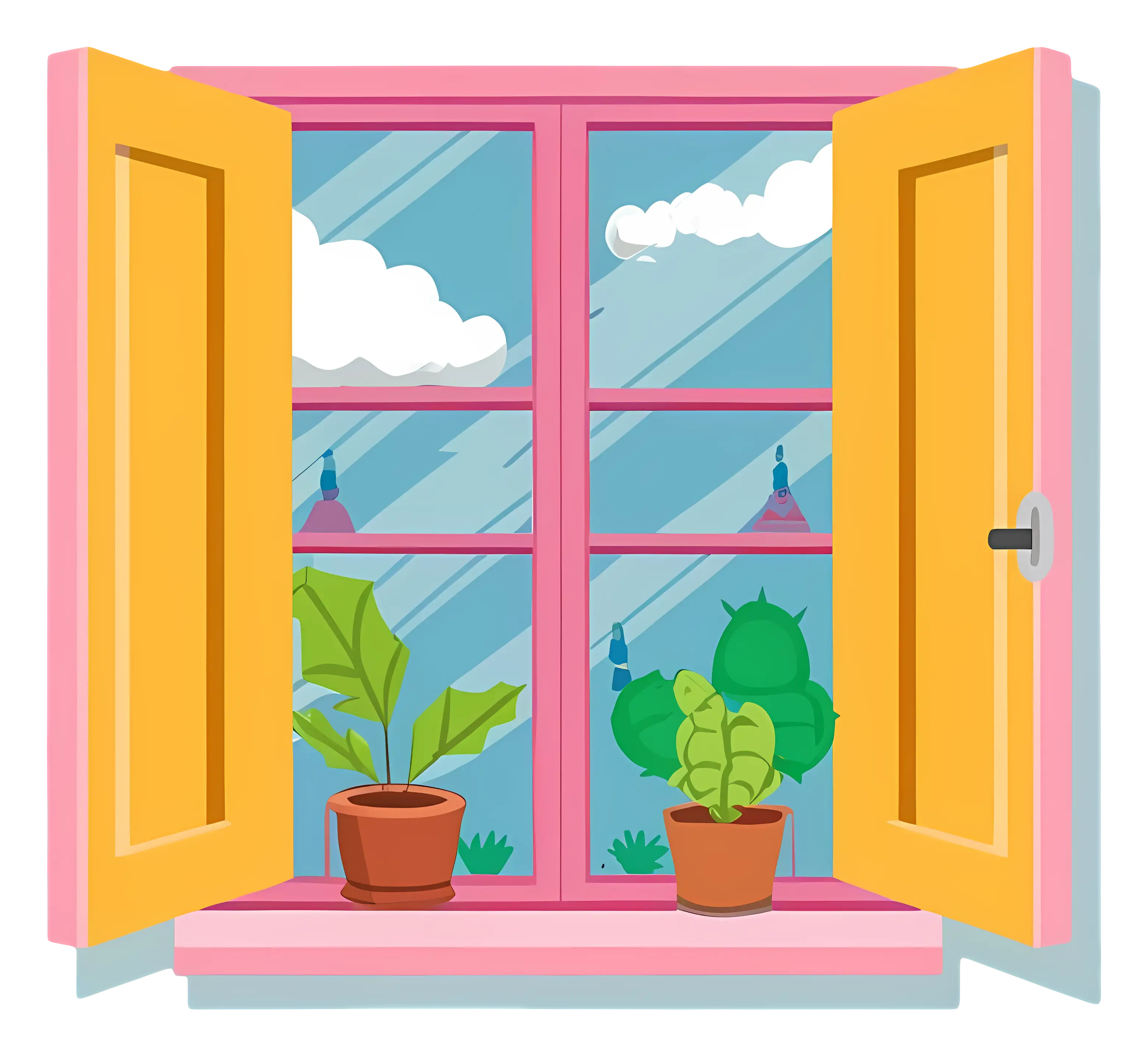 Window with Potted Plants