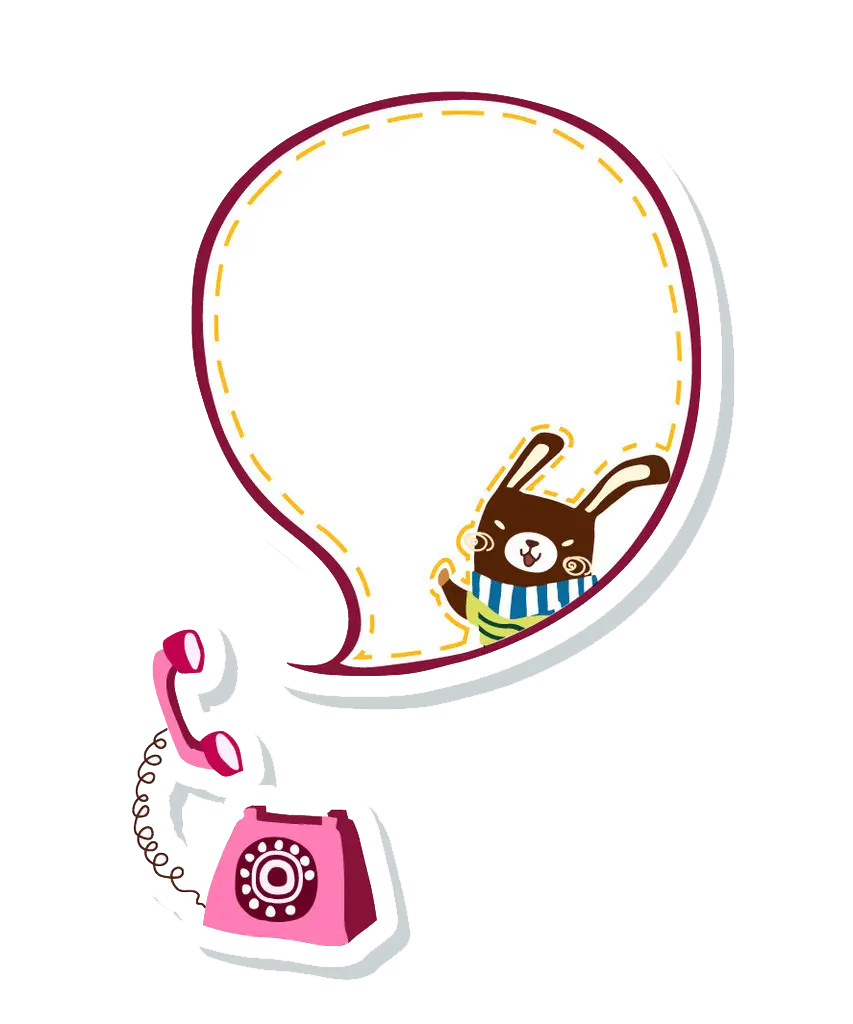 Cute Rabbit with Speech Bubble and Phone