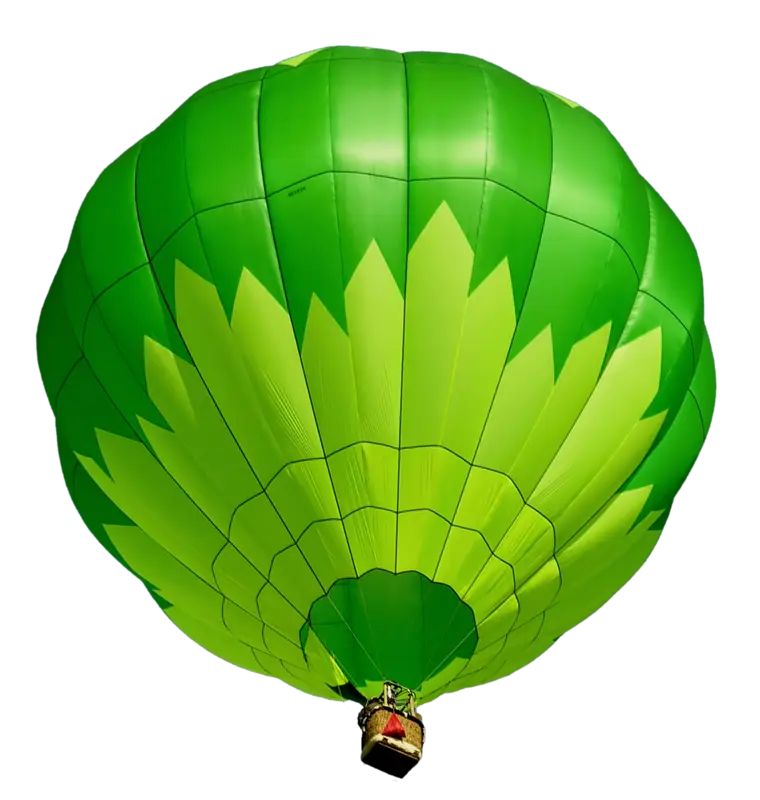 Green Hot Air Balloon in the Sky