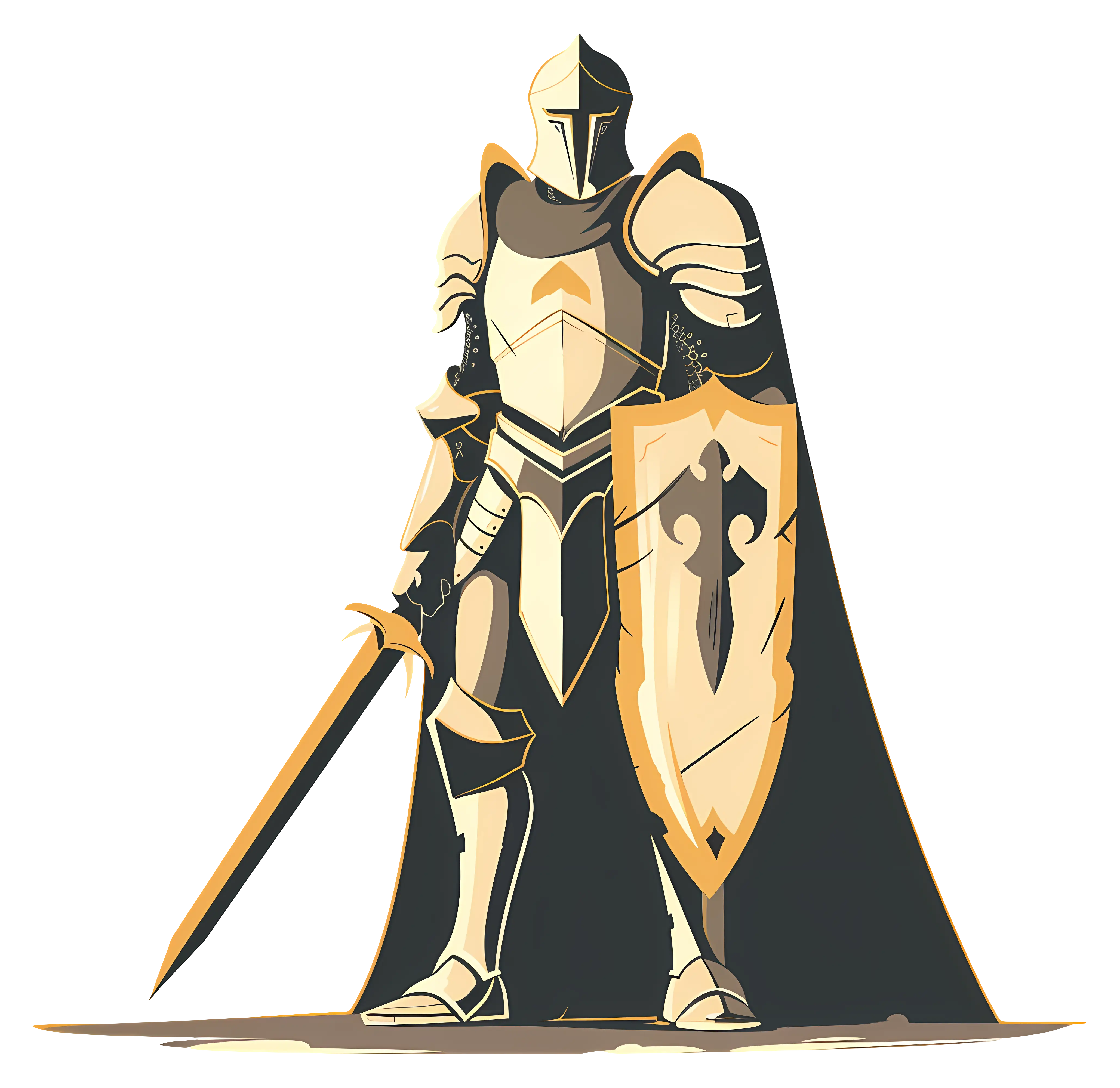 Medieval Knight with Sword and Shield in Armor