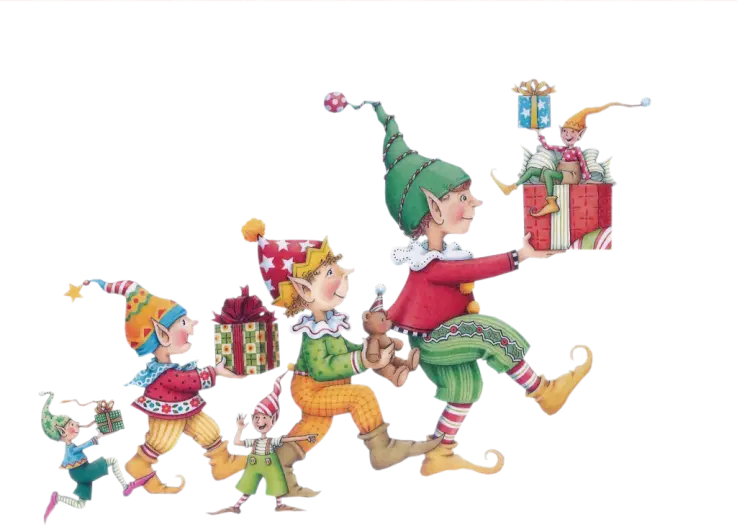 Christmas Elves Carrying Gifts