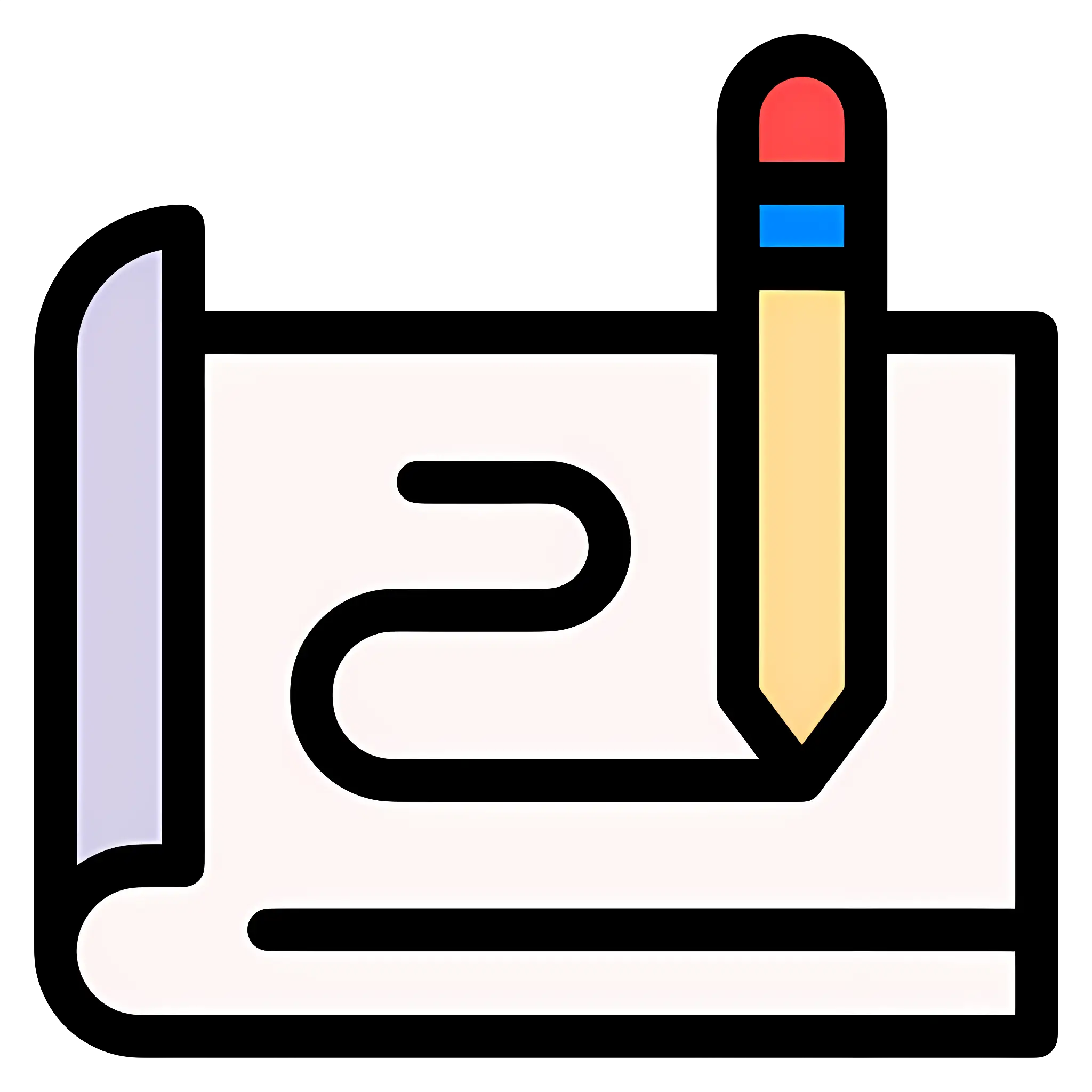 Paper And Pencil in Flat Cartoon Style