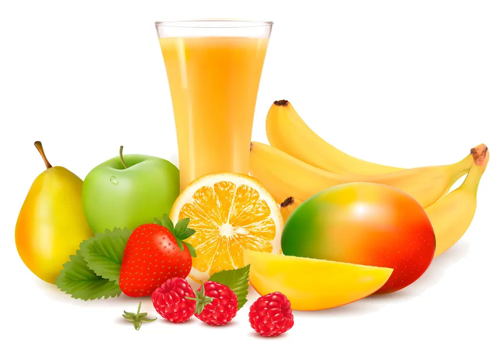 Fresh Fruits and Orange Juice