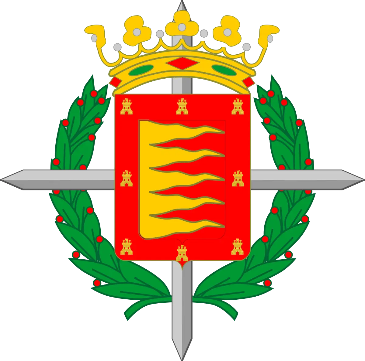 Red Shield Crest with Crown and Laurel Wreath