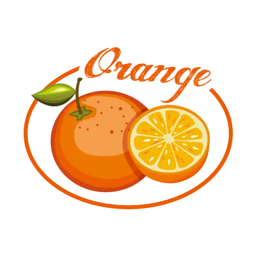 Orange with Slice and Text Illustration