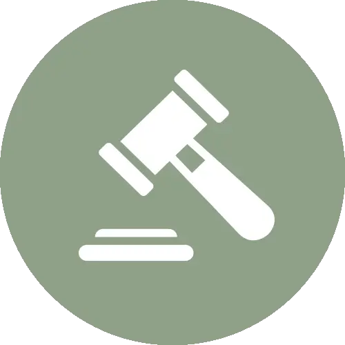 Auction Gavel Icon on Green Circle