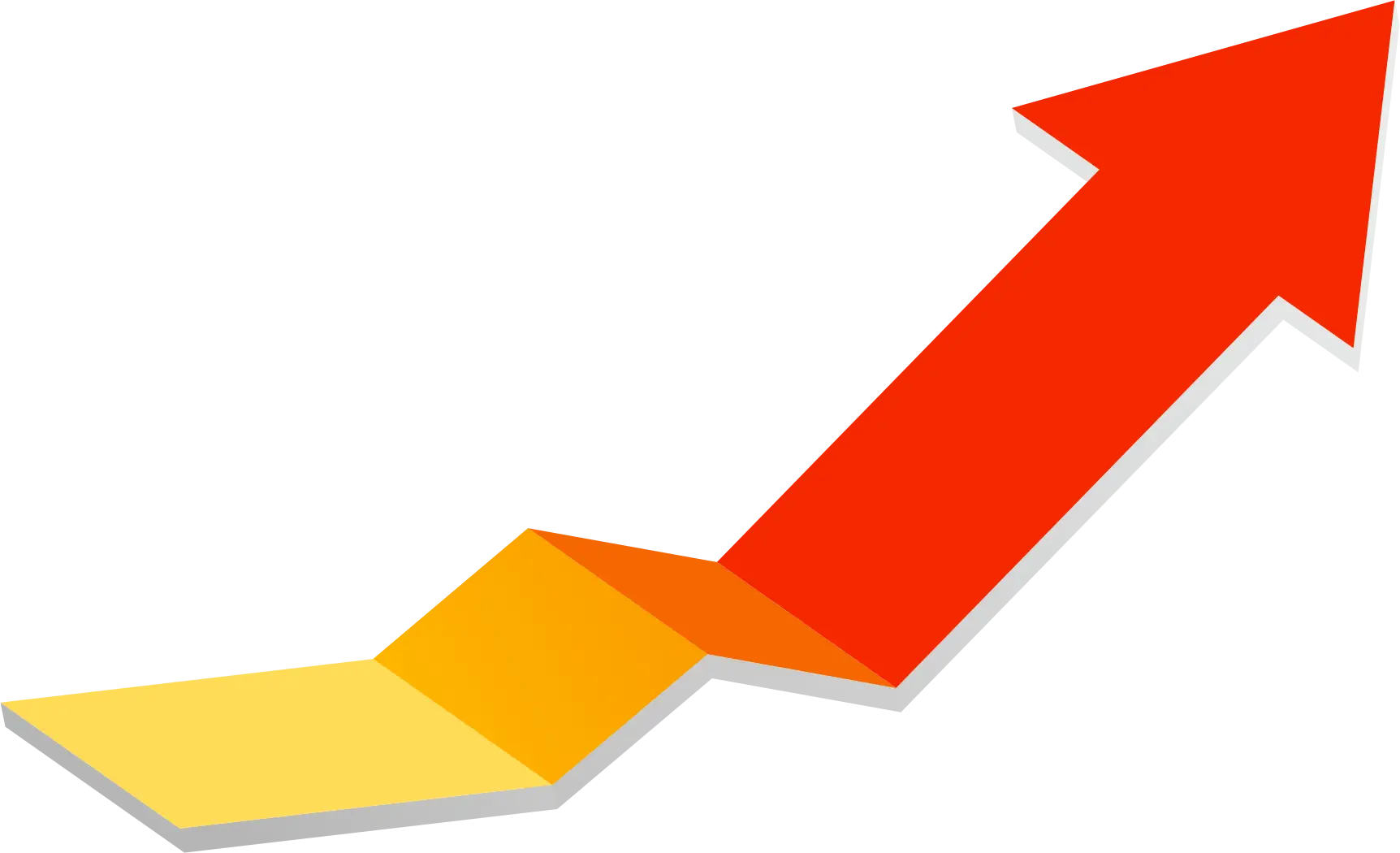 Red and Yellow Upward Arrow Showing Growth