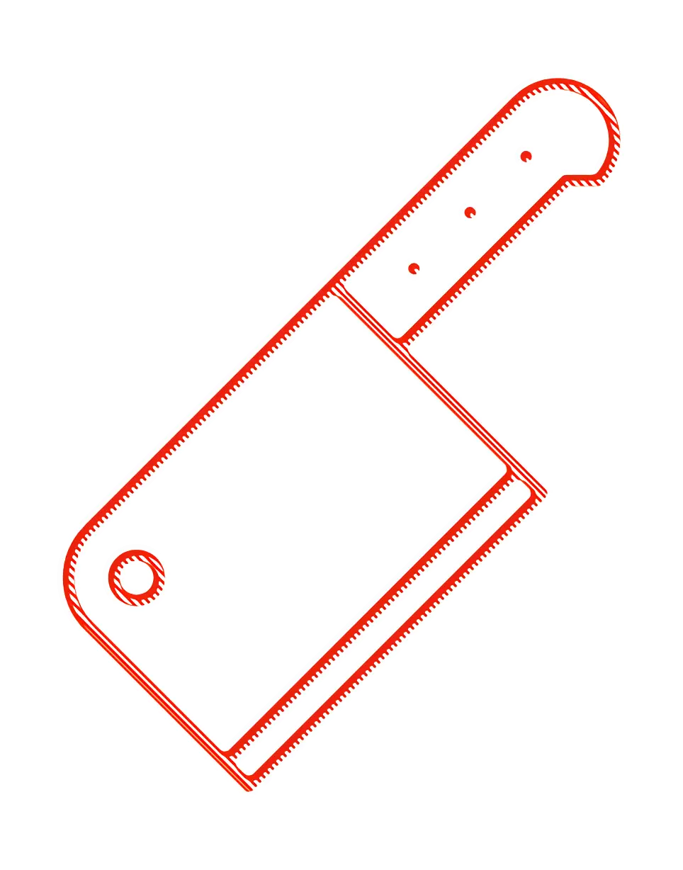 Red Outline of a Cleaver