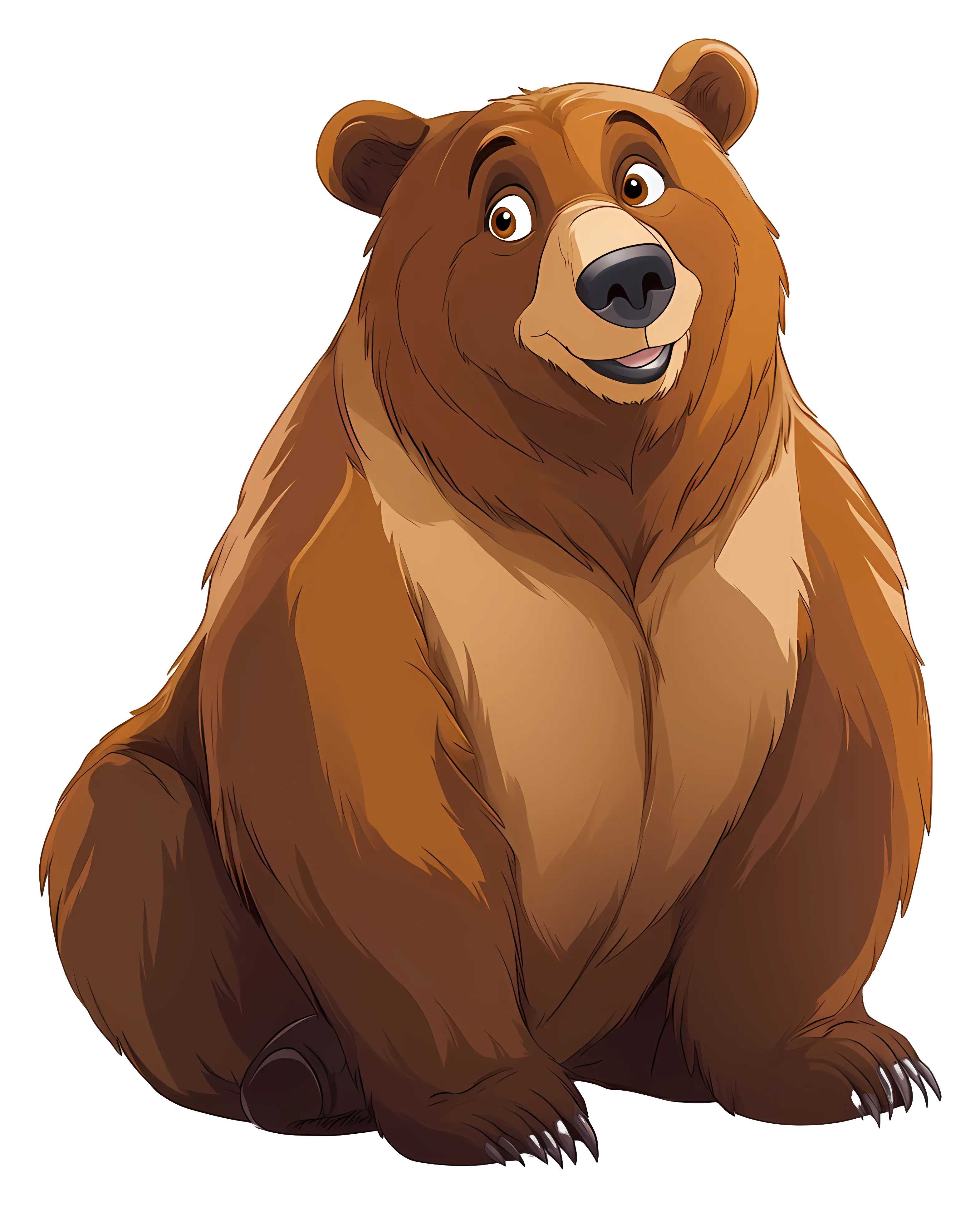 Large Happy Cartoon Brown Bear Sitting