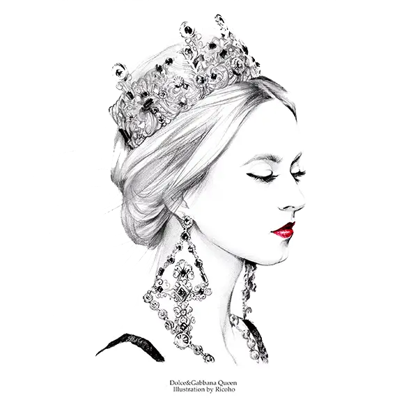 Elegant Queen with Crown and Jewelry