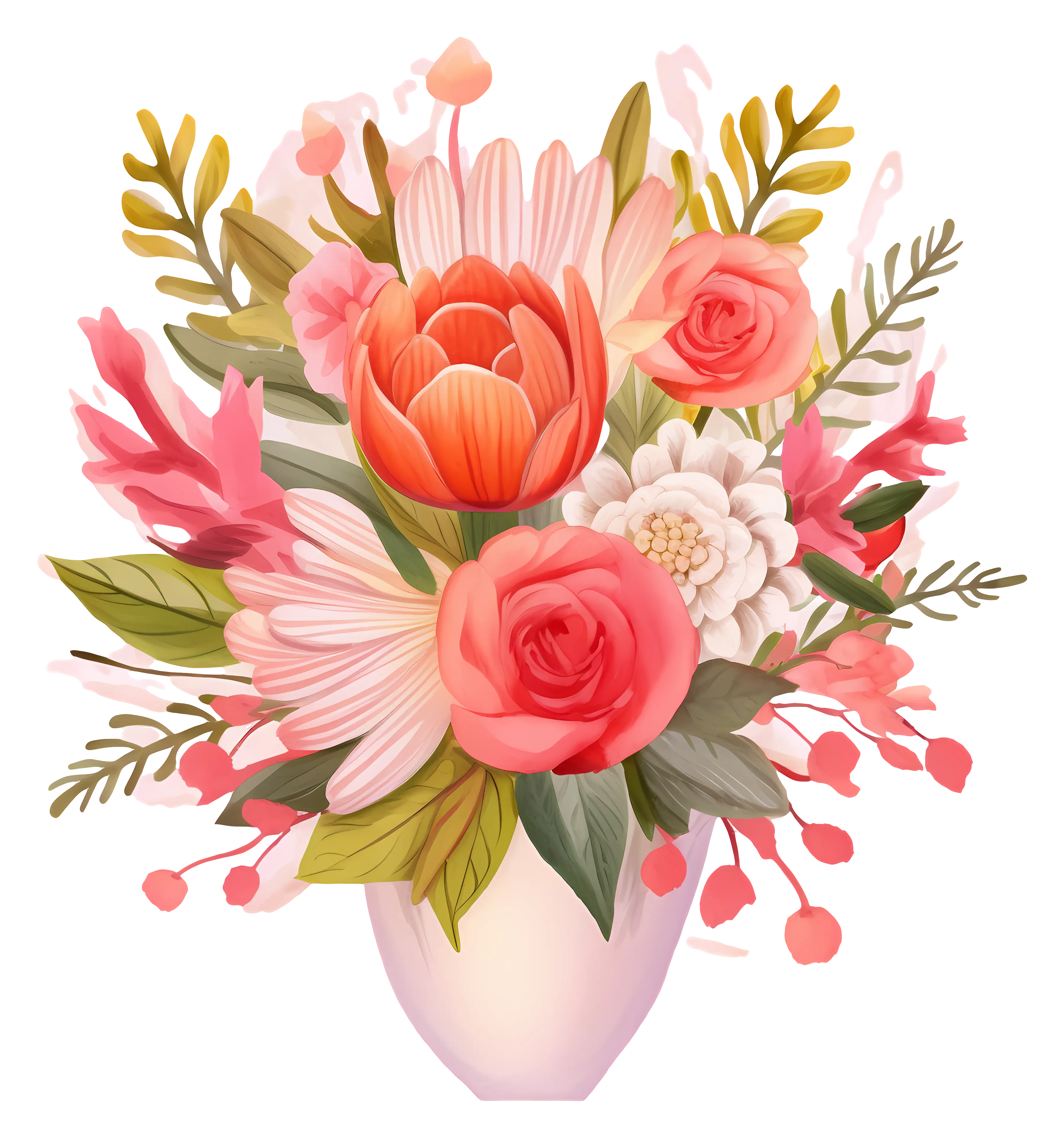 Beautiful Colorful Flower Bouquet in Vase