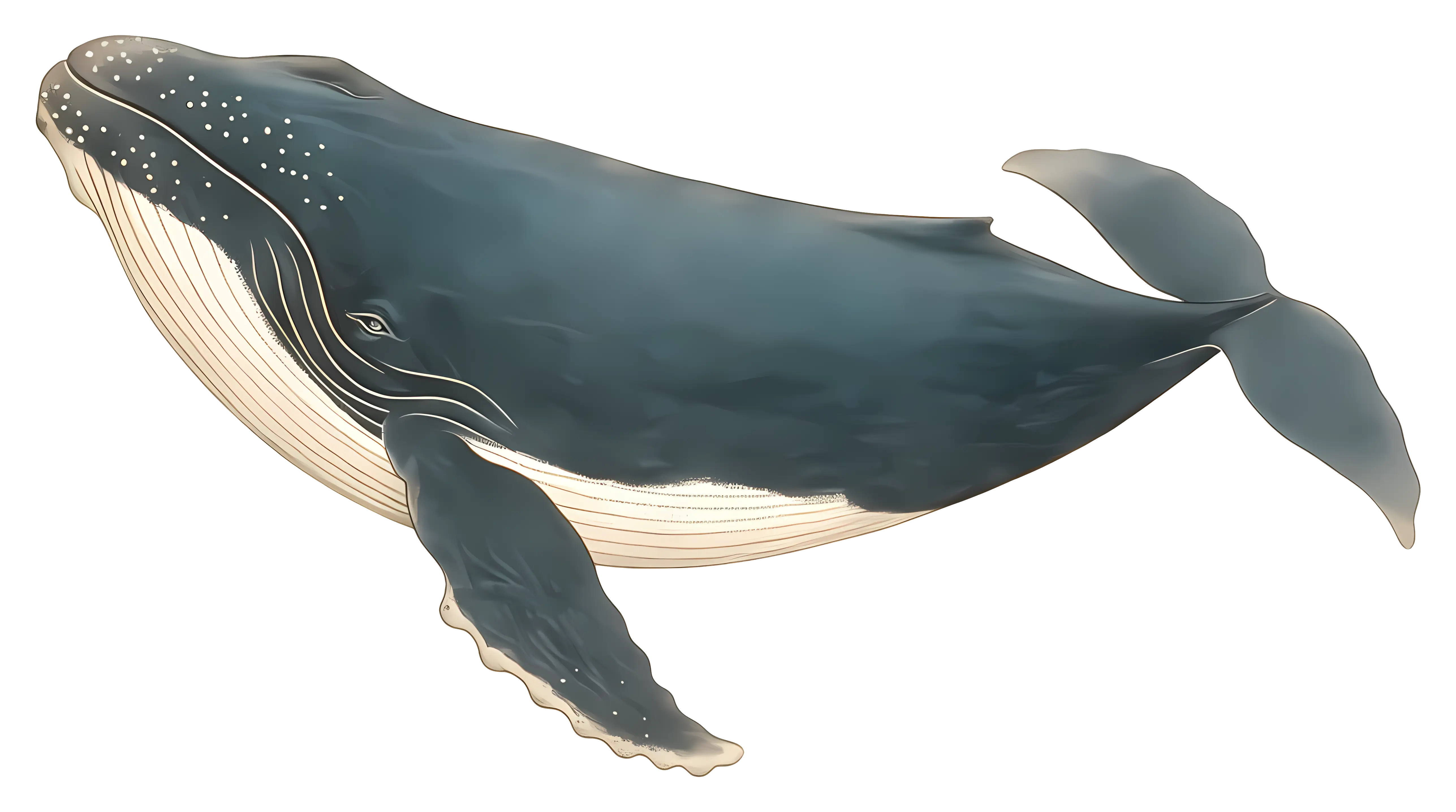 Blue Humpback Whale Illustration
