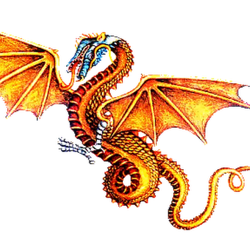 Golden Dragon with Wings