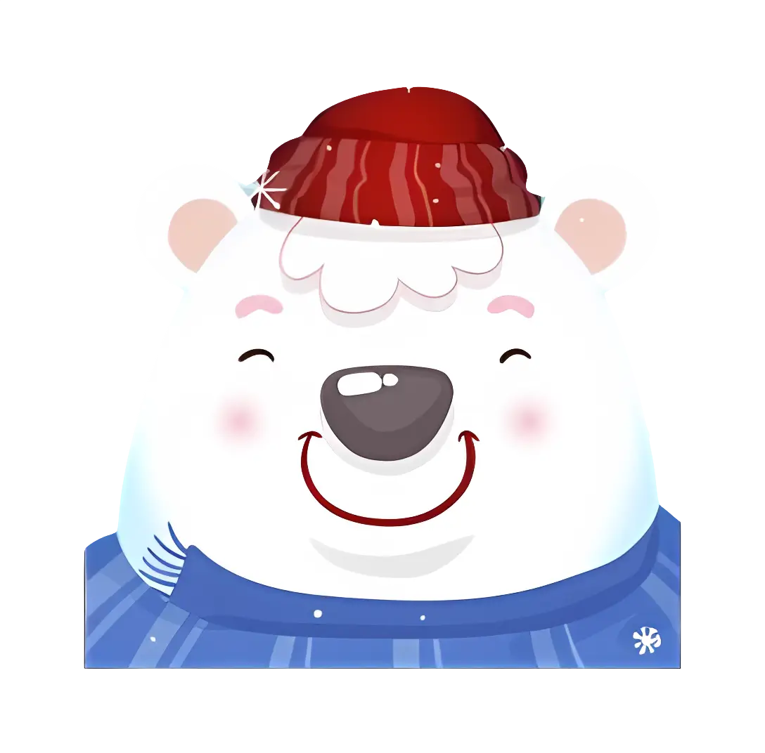 Cute White Bear with Red Hat