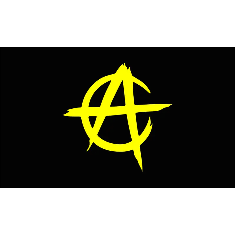 Yellow Anarchy Symbol on Black Background