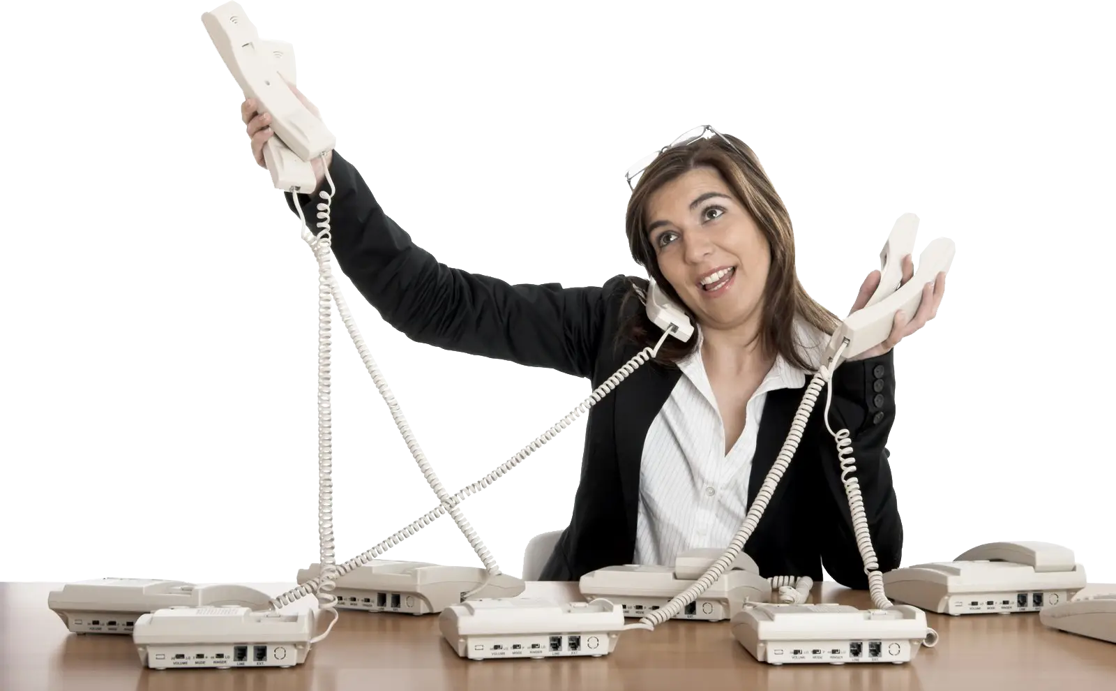 Busy Woman with Multiple Phones
