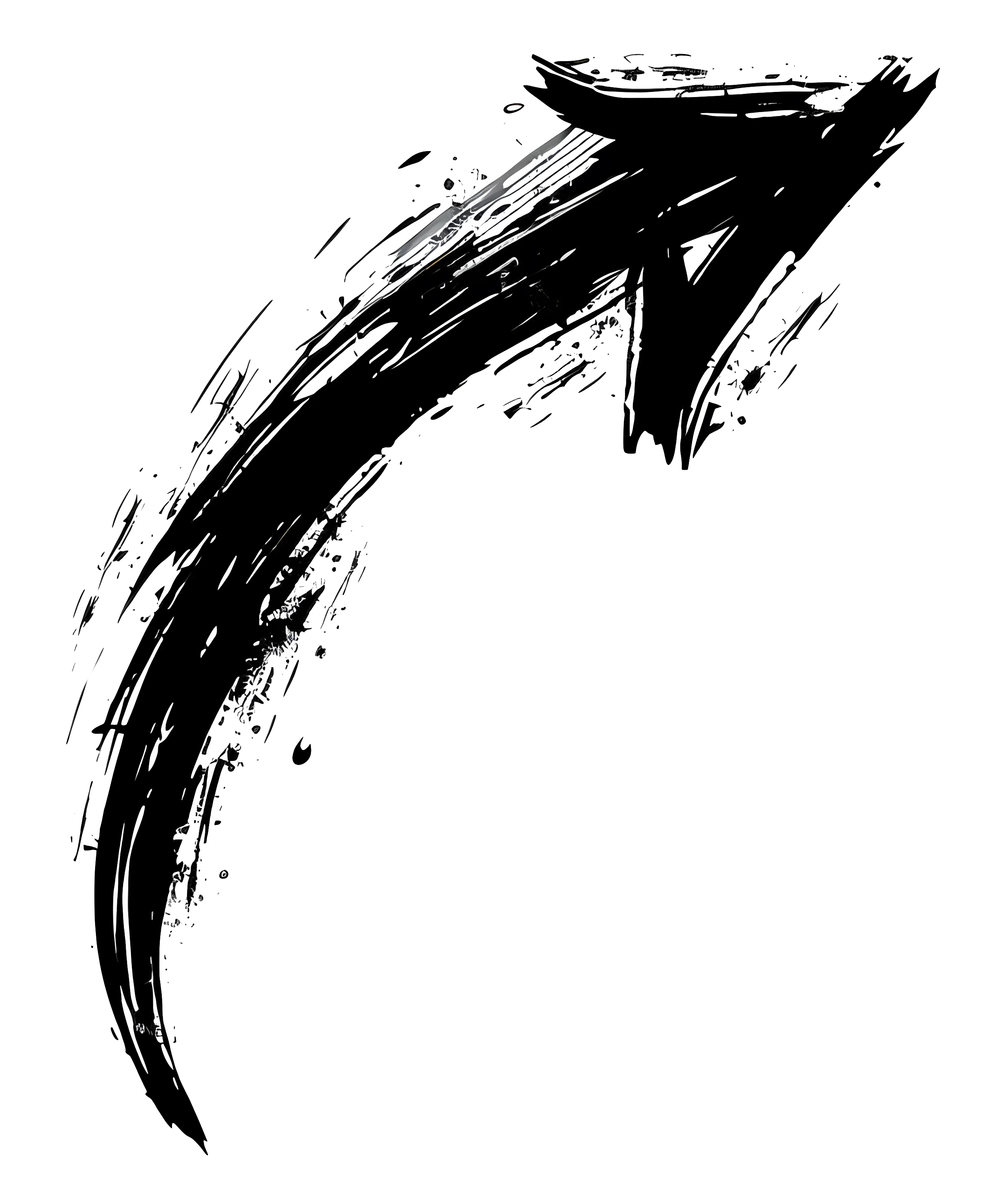 Black Brushstroke Upward Arrow Design
