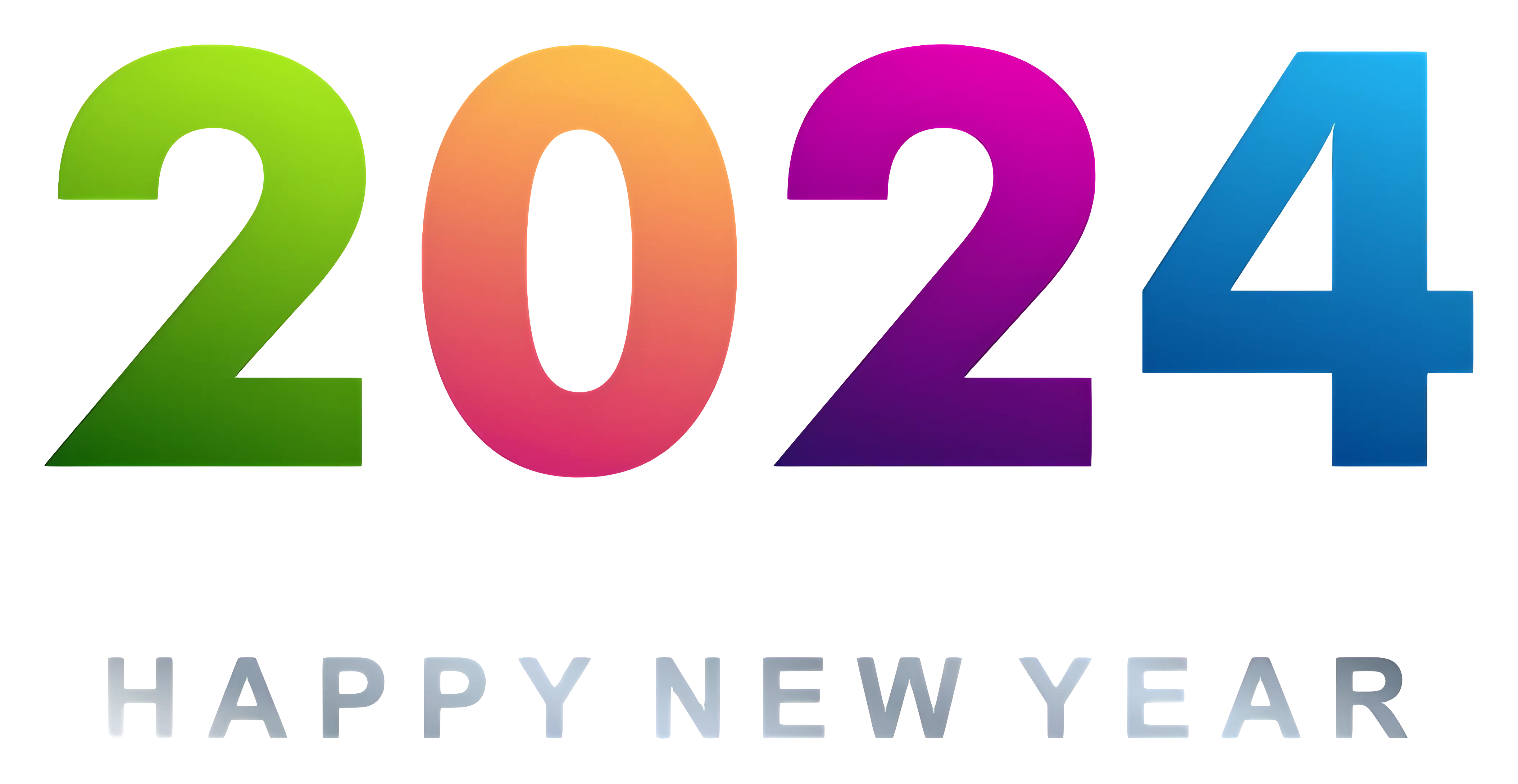 Colorful 2024 Happy New Year Text
