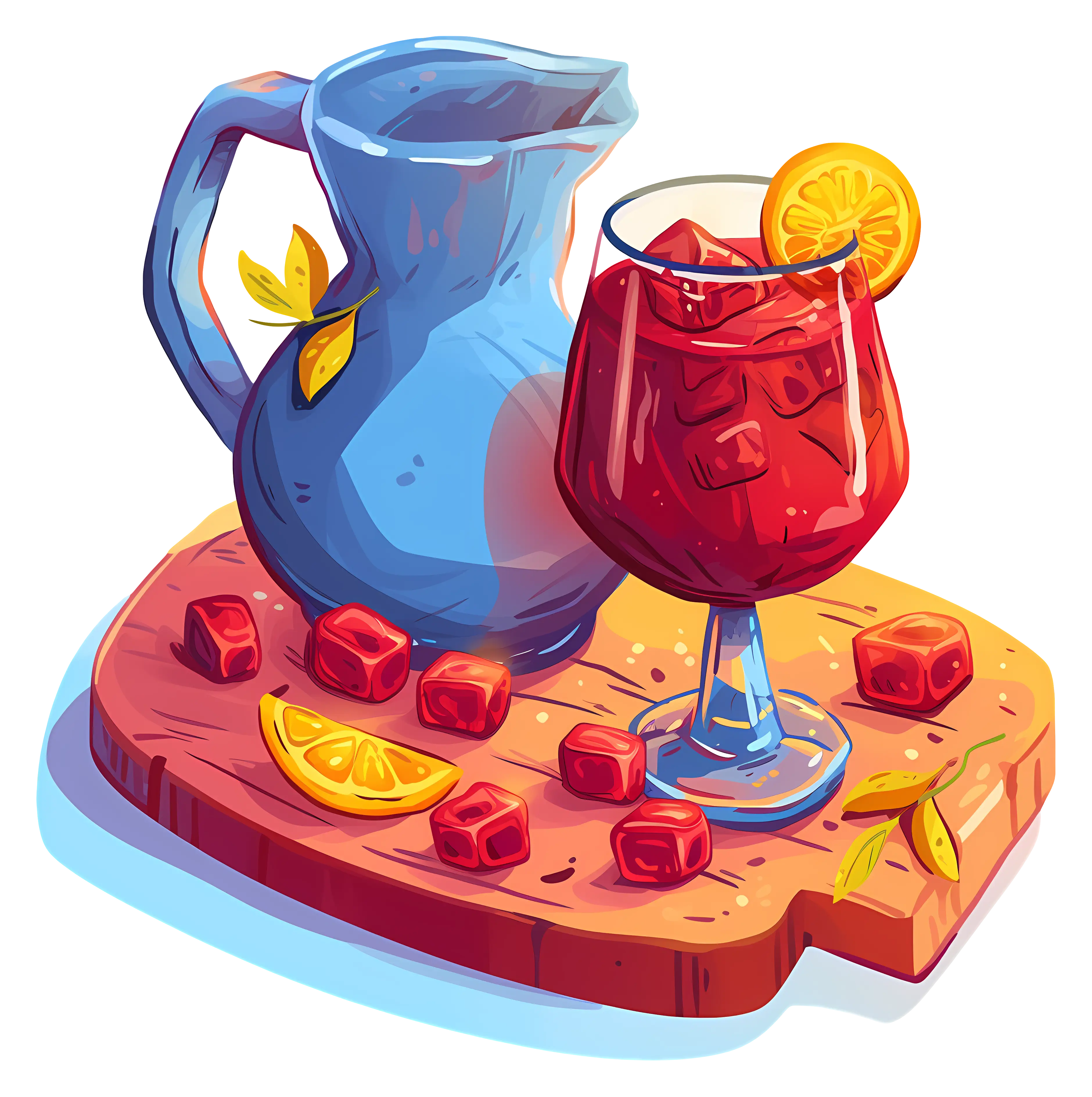 Jug and Glass of Red Beverage Illustration