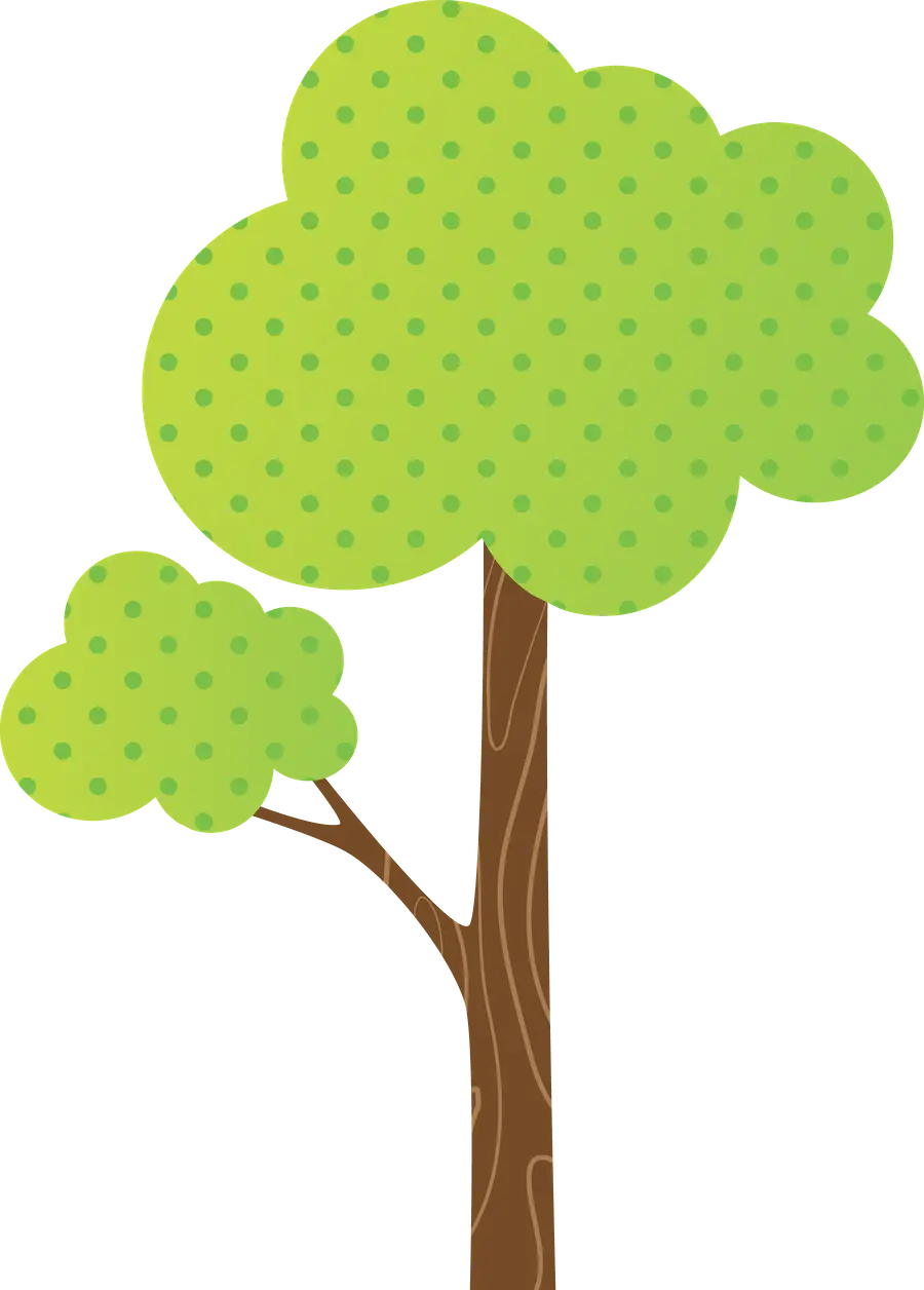 Cartoon Tree Illustration with Green Foliage