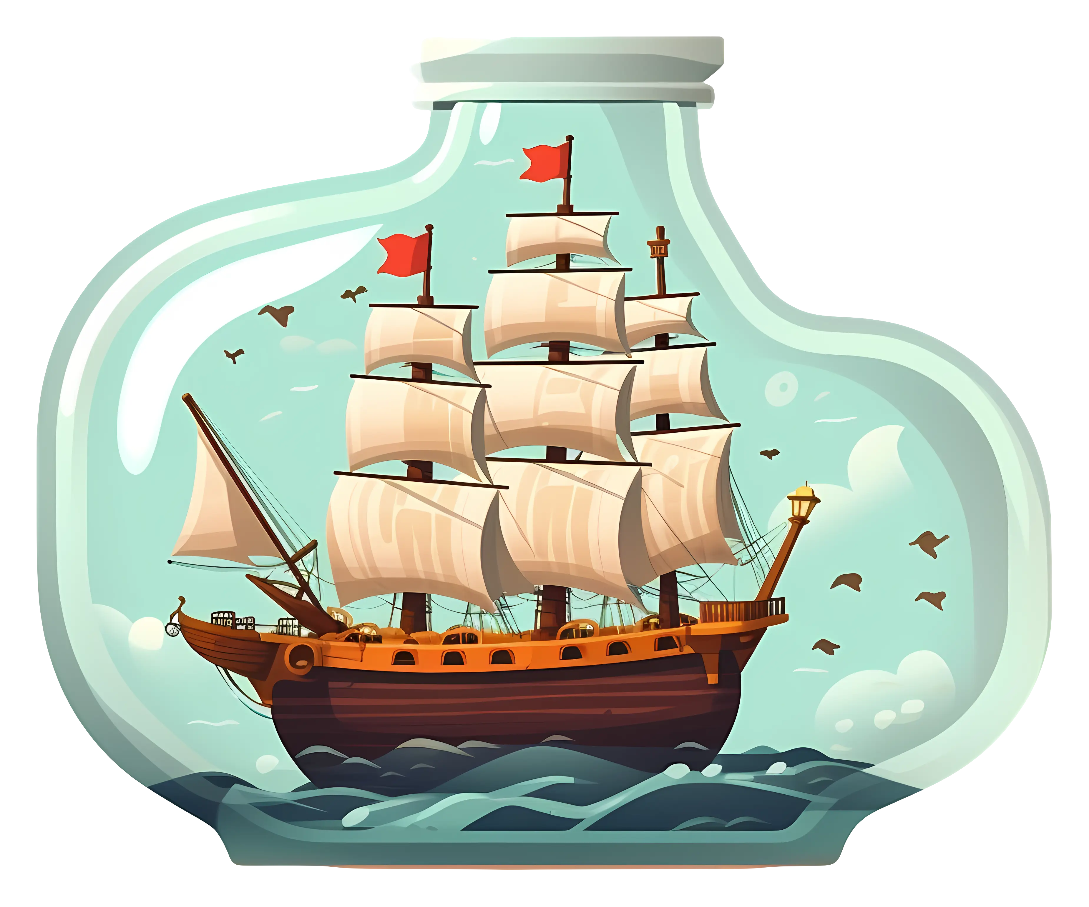Sailing Ship Miniature in Glass Bottle