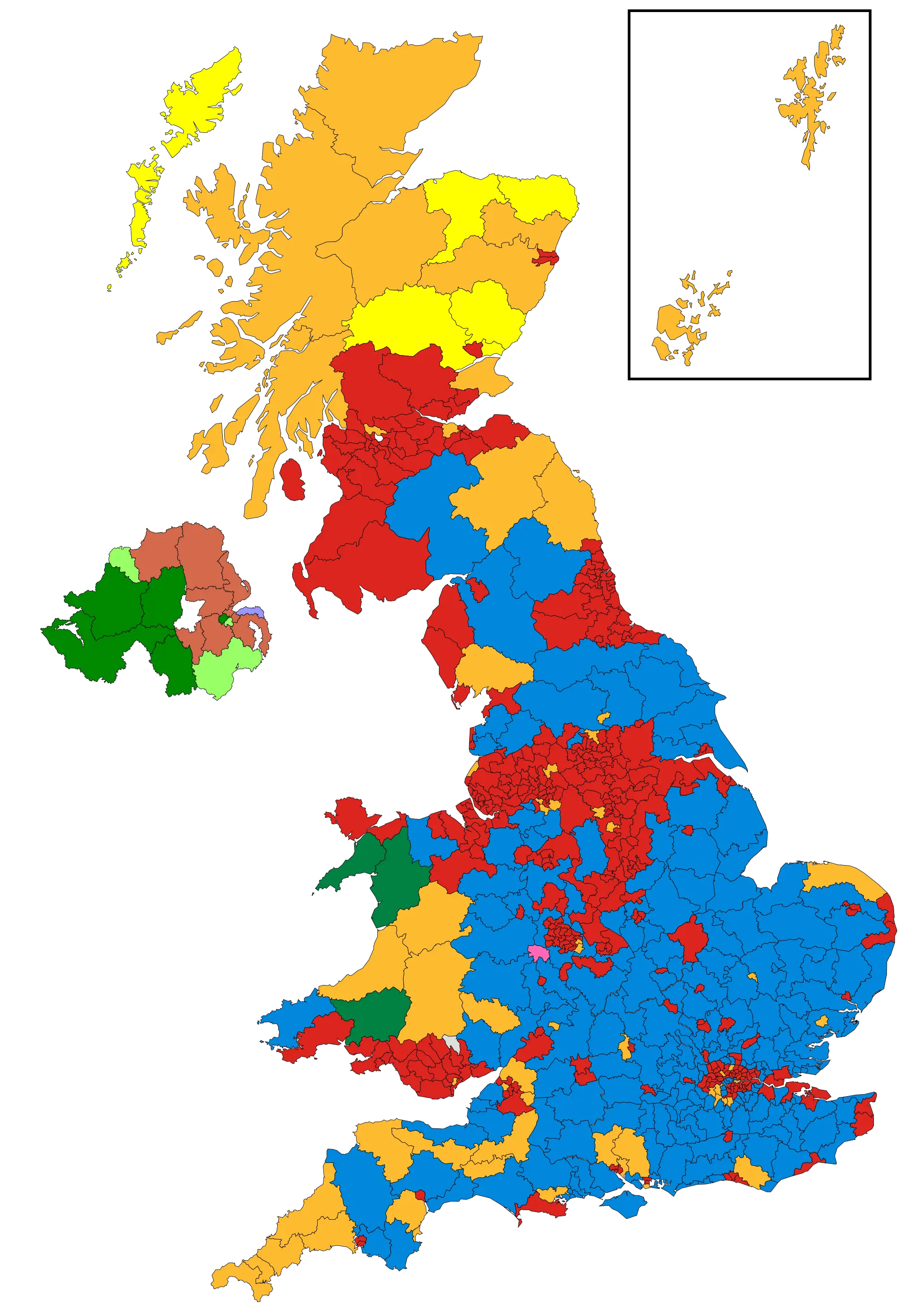 Colored Territorial Map of the UK