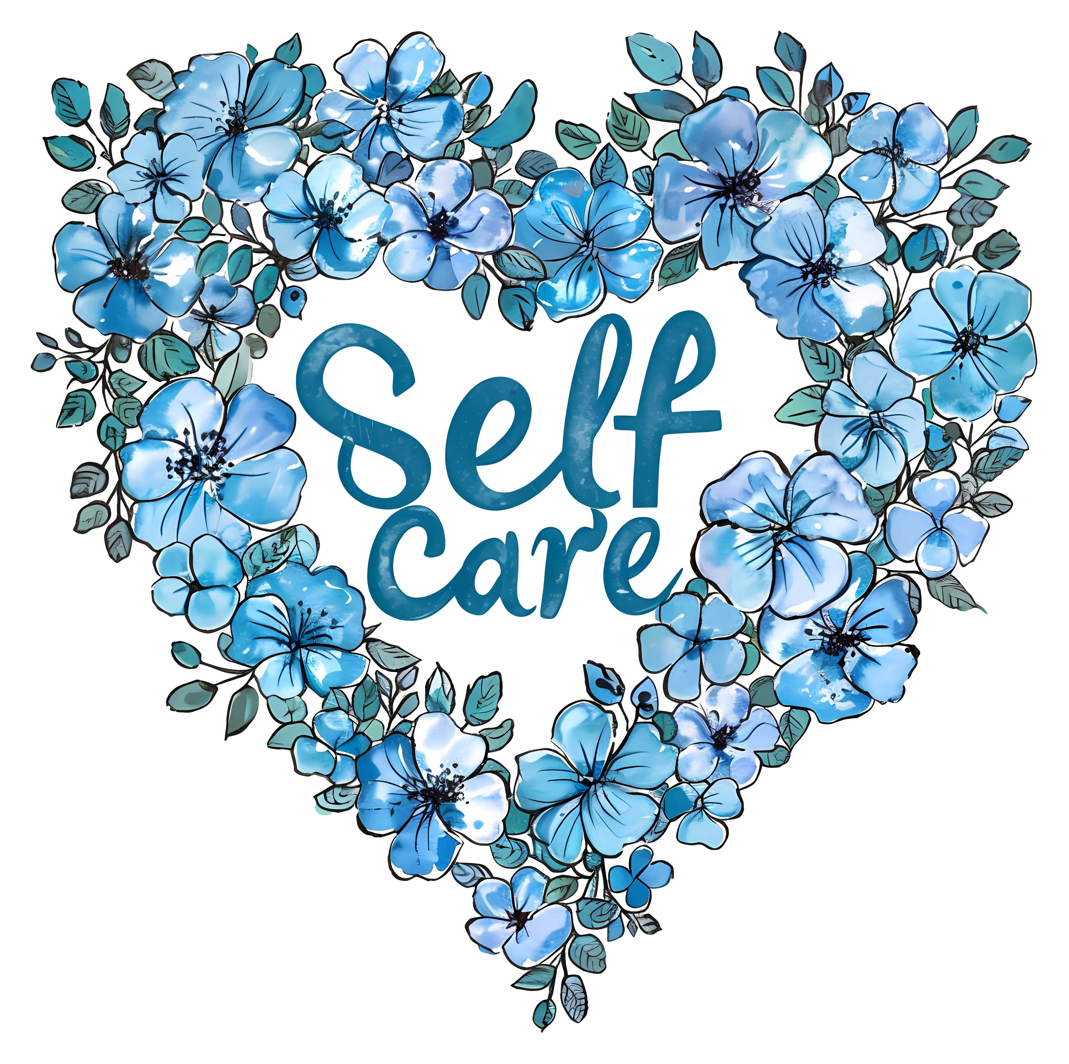 Self Care with Blue Flowers