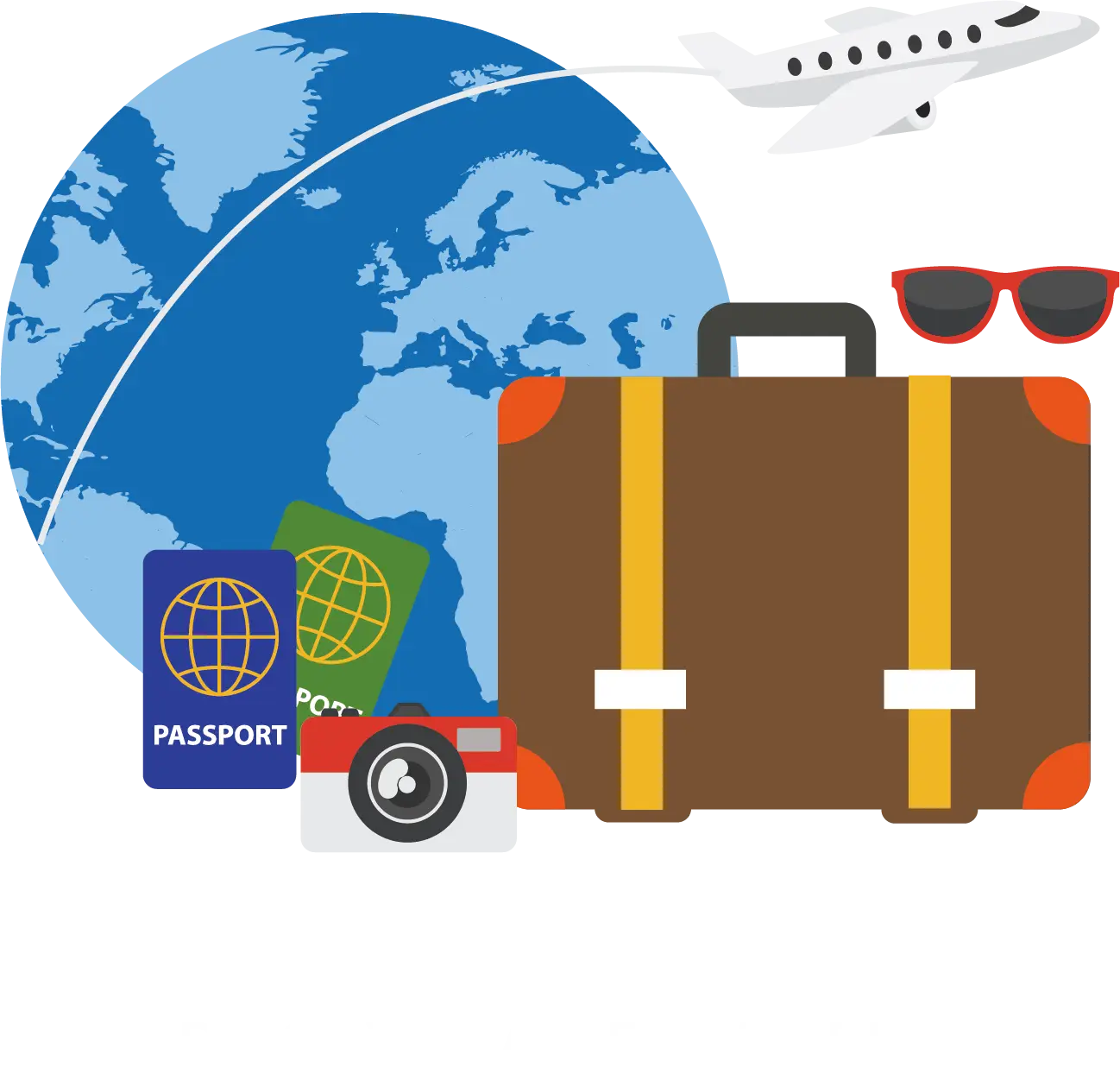 Travel Essentials with Globe and Suitcase