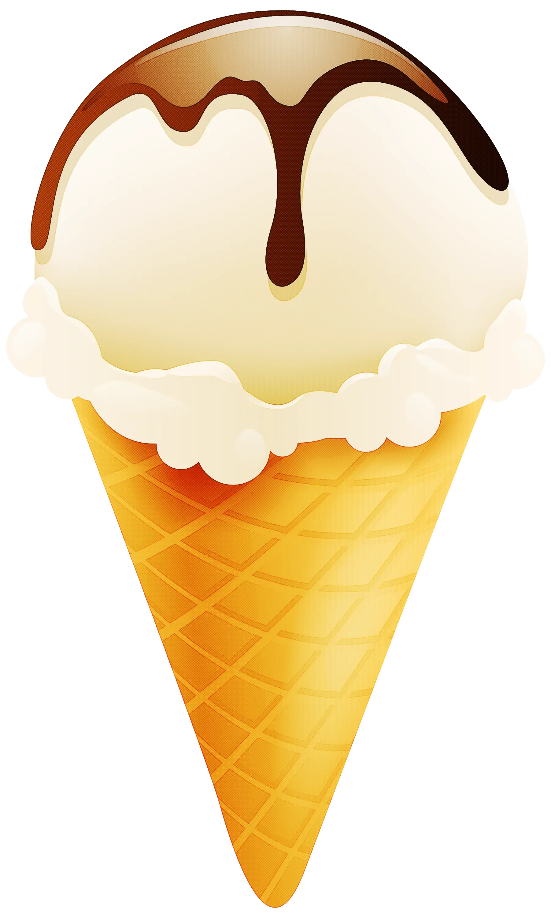 Delicious Vanilla Ice Cream Cone with Chocolate Drizzle