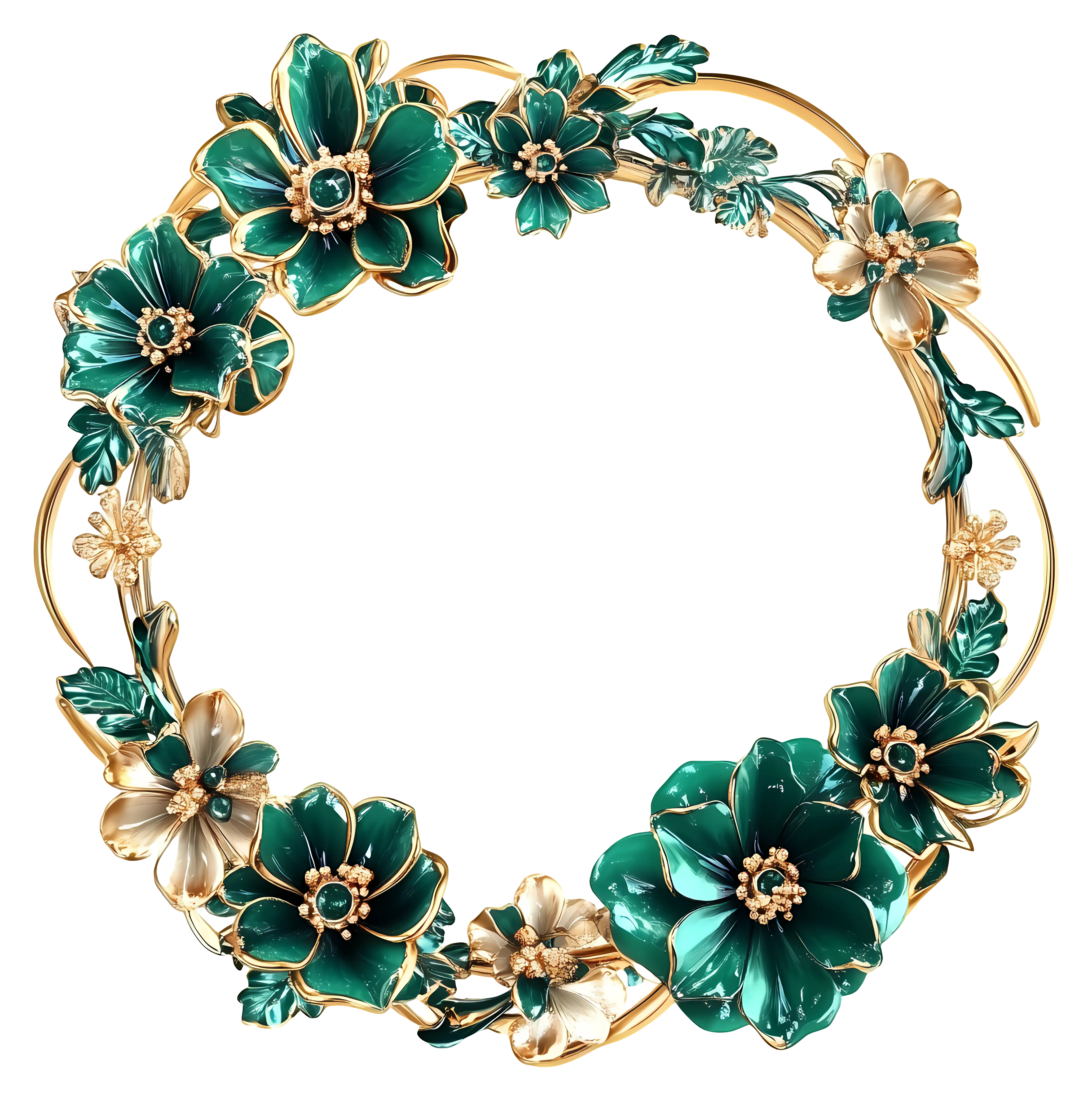 Green and Gold Floral Wreath