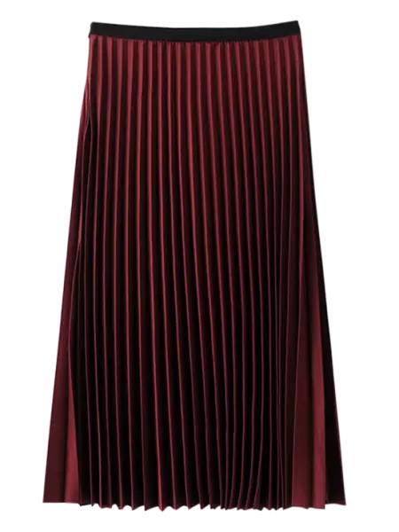 Elegant Red Pleated Skirt