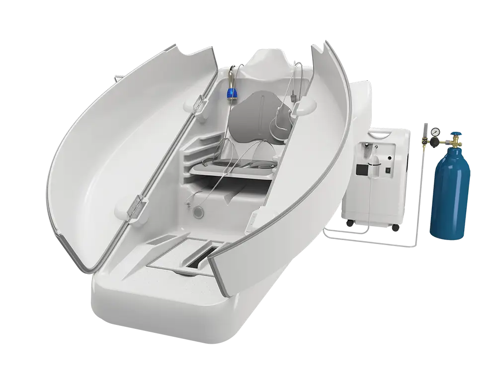 White Hyperbaric Chamber with Oxygen Cylinder