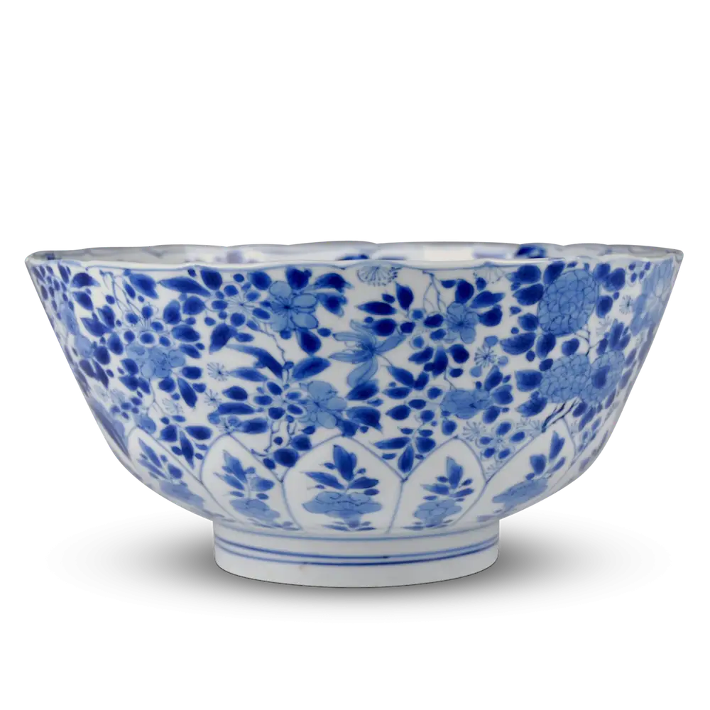 Blue Floral Porcelain Bowl Design