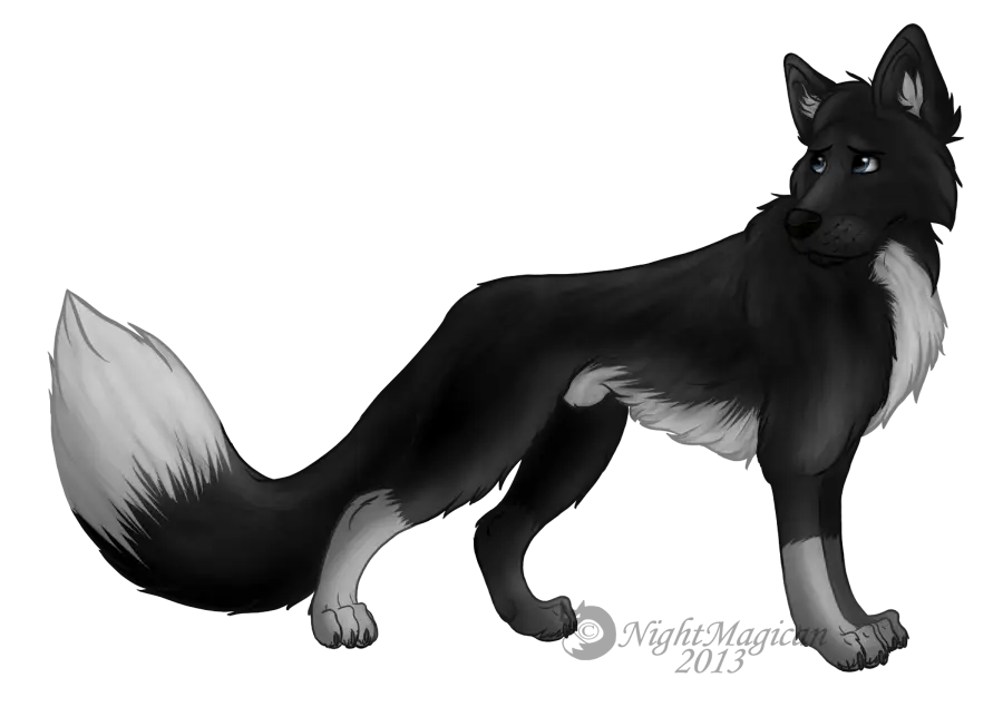 Black and White Cartoon Wolf