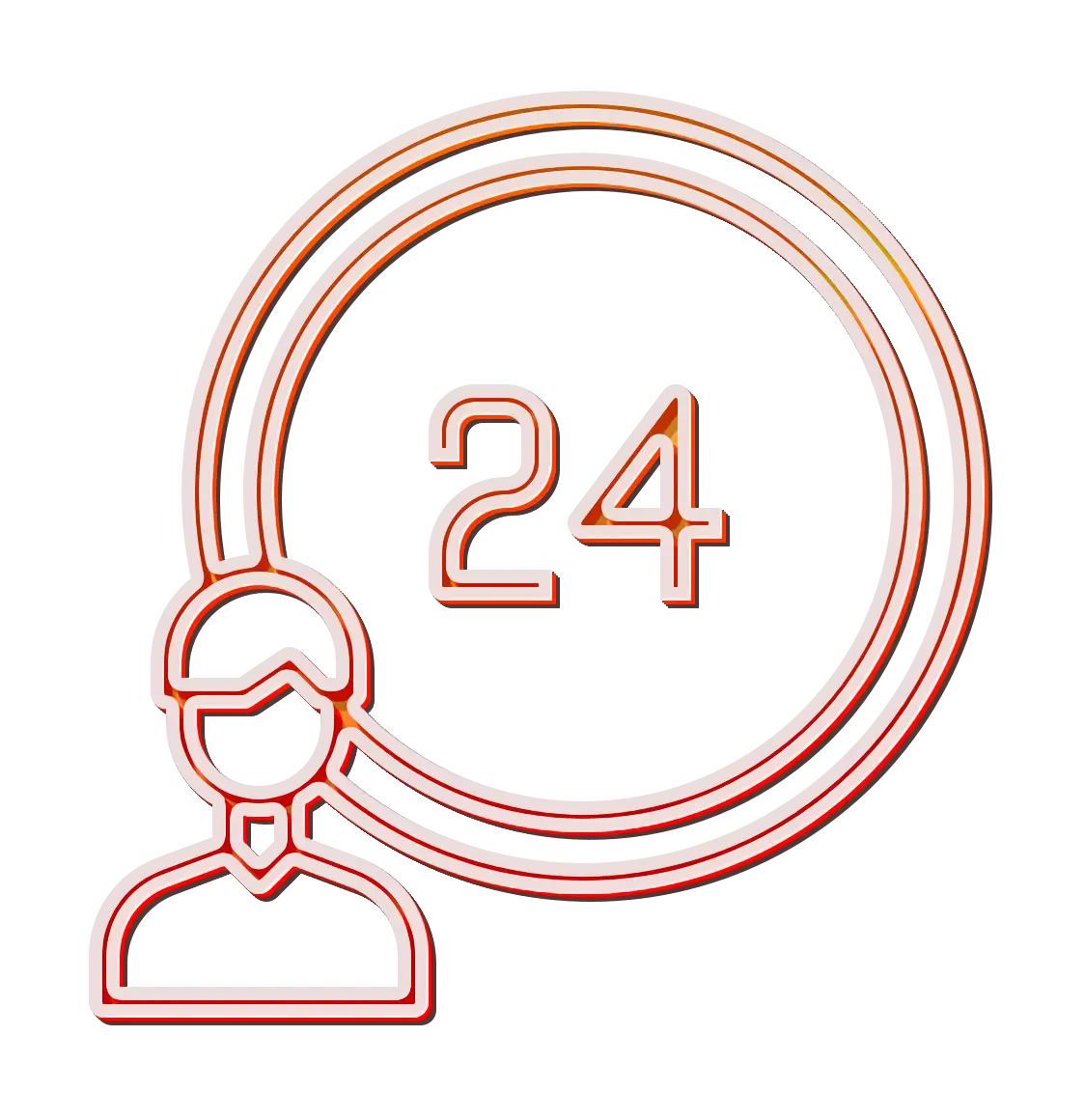 24-Hour Service Icon with Outline Design