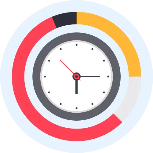 Clock Illustration with Colorful Rings