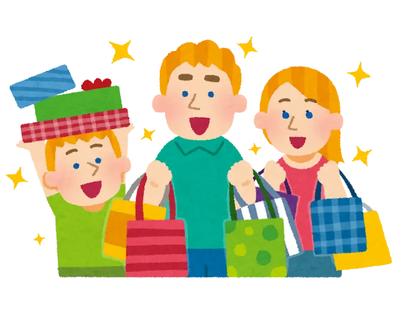 Happy Family Shopping Illustration