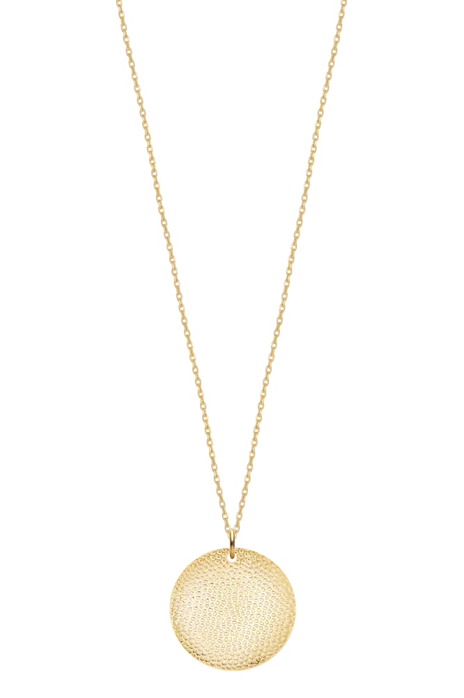 Gold Necklace With Circular Pendant