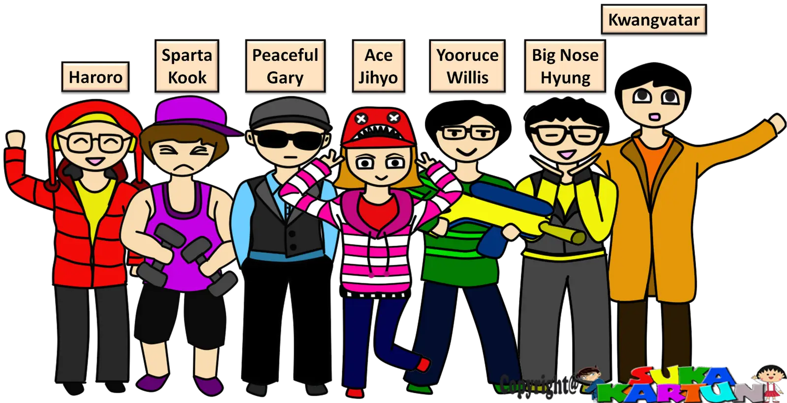 Group of Cartoon Characters