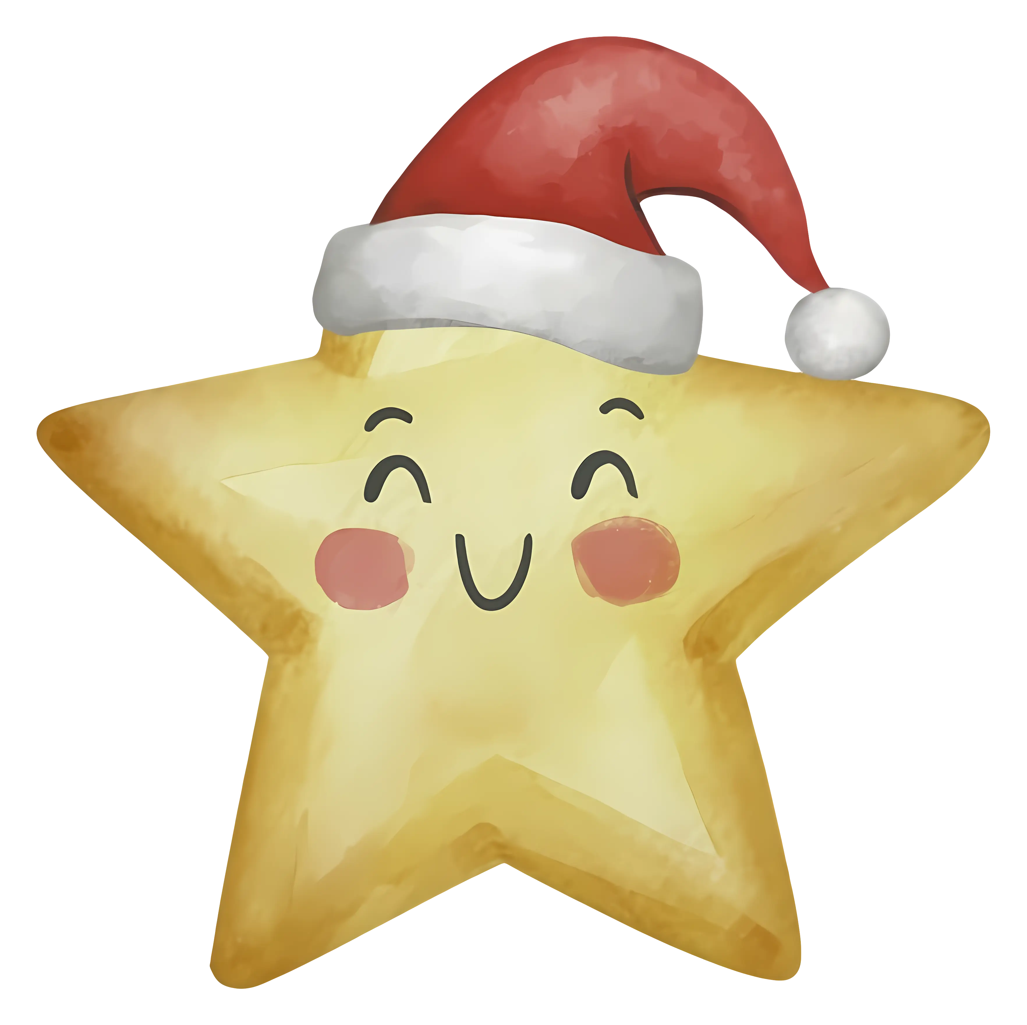 Smiling Star with Santa Hat for Christmas
