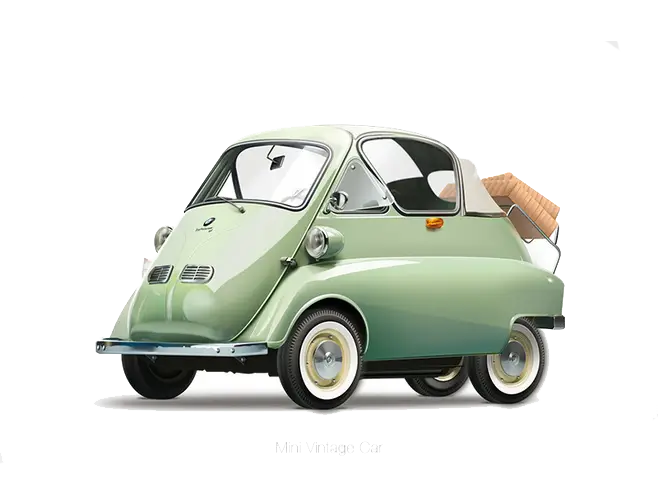 Green Vintage Car with Luggage