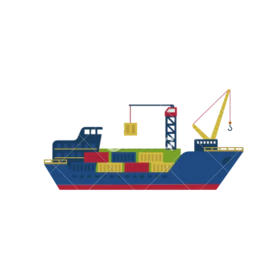 Cargo Ship with Shipping Containers Illustration