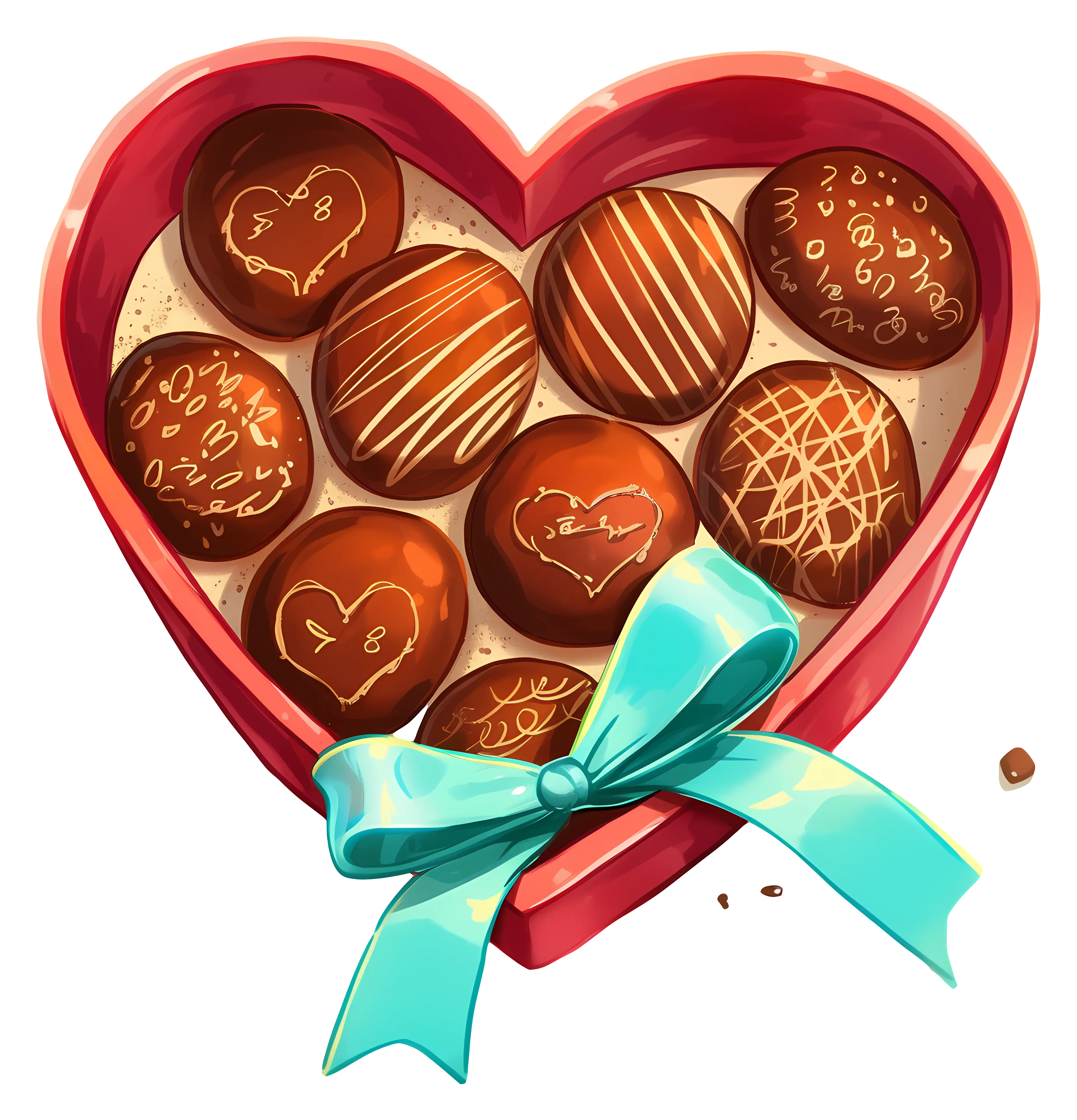 Heart-shaped Box of Chocolates with Blue Ribbon